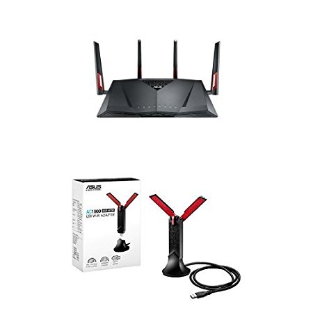 ASUS RT-AC88U Wireless-AC3100 Dual Band Gigabit Router and USB-AC68 Dual-Band AC1900 USB 3.0 Wi-Fi Adapter with Included Cradle Bundle