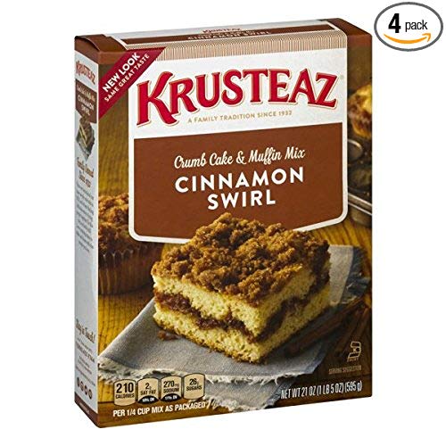 Krusteaz Cinnamon Swirl Crumb Cake and Muffin Mix, 21-Ounce Boxes (Pack of 4)