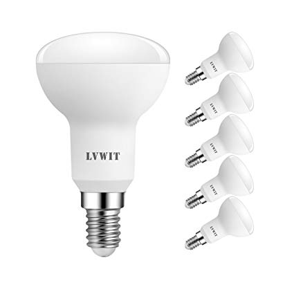 R50 E14 LED Bulbs, 6 Packs, LVWIT Reflector 5W 6500K Daylight/Cool White Equal 50W Incandescent Bulb, Non-Dimmable Reflector Bulbs 470Lm