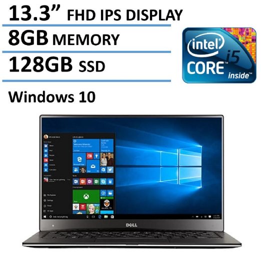 2016 Newest Dell XPS 13 High Performance Laptop with 13.3" FHD IPS Infinity Borderless Display, Intel Core i5-5200U Processor, 8GB RAM, 128GB SSD, 15 hours battery life, Backlit Keyboard, Windows 10