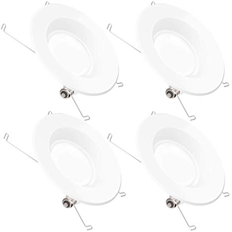 Sunco Lighting 4 Pack 5/6 Inch LED Recessed Downlight, Smooth Trim, Dimmable, 13W=75W, 965 LM, 2700K Soft White, Damp Rated, Simple Retrofit Installation - UL   Energy Star