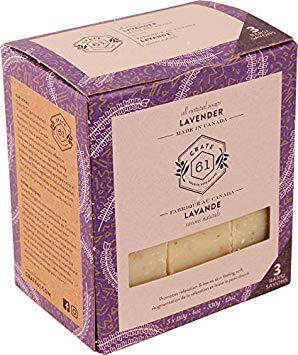 Crate 61 Lavender Soap 3 pack, 100% Vegan Cold Process, scented with premium essential oils, for men and women, face and body. ISO 9001 certified manufacturer