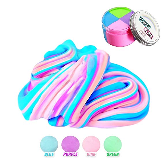 ESSENSON Fluffy Slime - Jumbo Floam Cloud Colorful Rainbow Slime Stress Relief Toy for Kids and Adults Soft Stretchy and Non-sticky 7 OZ