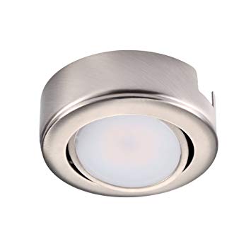 GetInLight Dimmable and Swivel, LED Puck Light Kit with ETL List, Recessed or Surface Mount Design, Bright White 4000K, Brush Nickel Finished, Power Cord Included, IN-0107-1S-SN-40