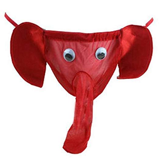 Geoot Men's Hot Cartoon Elephant Pattern Funny G-String Sexy Underwear T-Back