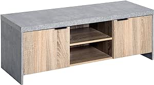 HOMCOM TV Stand for TV up to 55", 2 Doors TV Cabinet with Open Shelves, TV Unit TV Table for Living Room Bedroom Entertainment Room, 120L x 40W x 44H, Grey