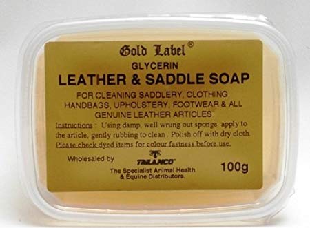 Gold Label Saddle Soap, 100g - Glycerin soap to use for cleaning saddles, clothing, handbags, upholstery, footwear and all genuine leather products.