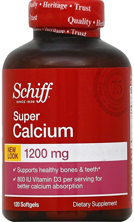 Schiff Super Calcium 1200mg with Vitamin D3, 120 softgels - Calcium Supplement