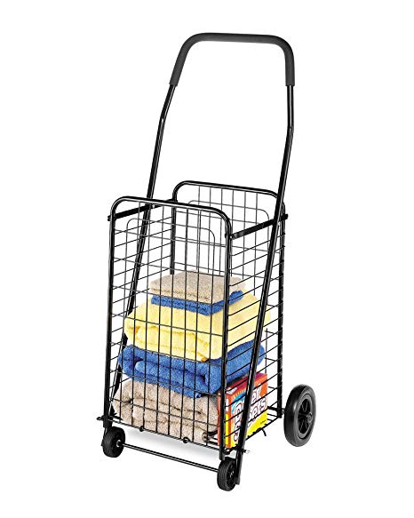 Whitmor Rolling Utility Black Shopping Cart,