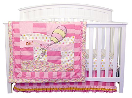 Trend Lab Dr. Seuss Oh The Places You'll Go 3 Piece Crib Bedding Set, Pink