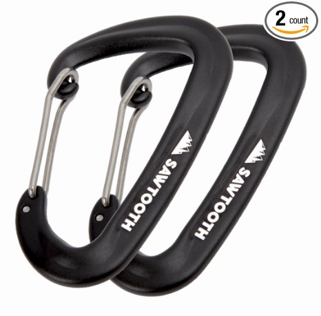 Sawtooth Premium Wiregate Aluminum Carabiners Set of Two (Black) Mini Biners. Support 400lbs Each.