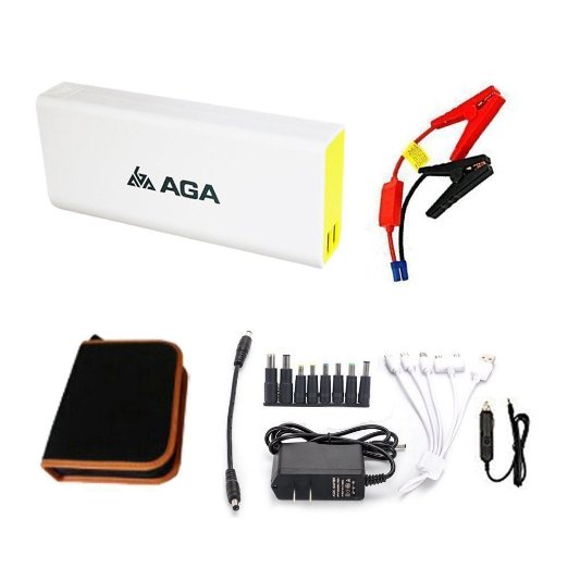 AGA Power A3 Plus 16000mAh Portable Car Battery Jump Starter 600 Peak and External Battery Power Bank (White&Yellow)