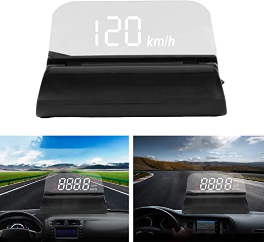 Car HUD Display, Head Up Display 3.5'' Screen Car HUD Head Up Display OBD2 Interface Plug & Play Vehicle Speed KM/H MPH, Overspeed Warning, Water Temperature, Battery Voltage. Technology chip