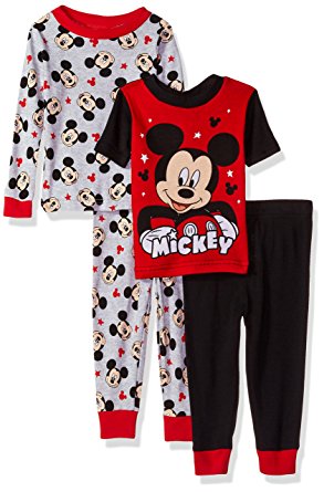 Disney Toddler Boys' Mickey Mouse 4-Piece Cotton Pajama Set