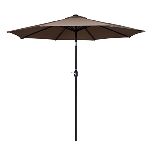 Tourke 10Ft Outdoor Steel Patio Market Umbrella with Push Button Tilt and Crank (Taupe), 1.9" (48mm) steel pole
