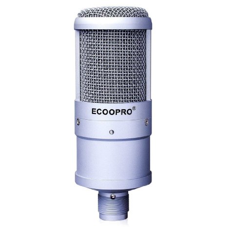 ECOOPRO Studio Condenser Recording Microphone Compatible with All Windows PC/Laptop Computers Silver