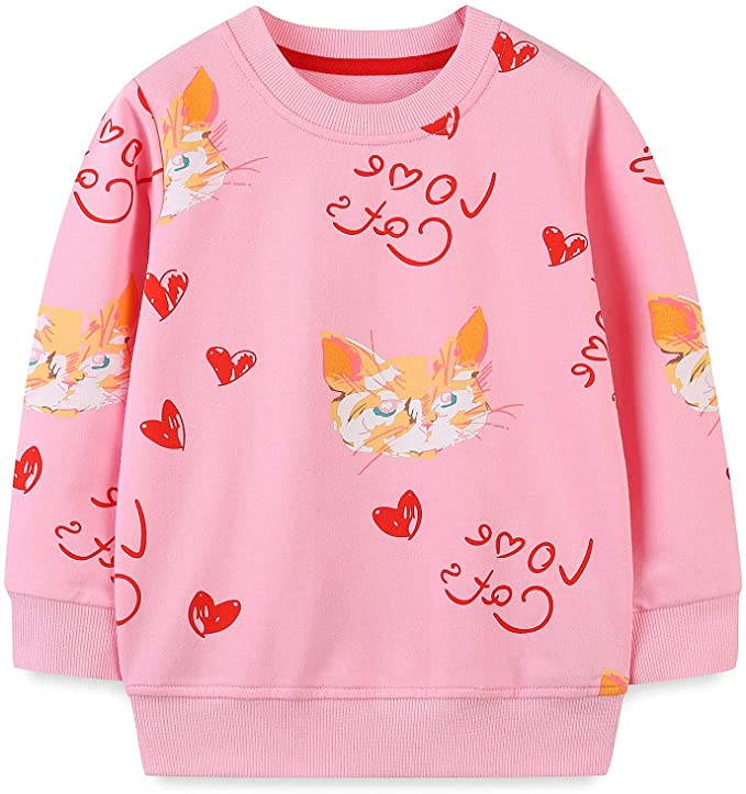 Baby Toddler Girl's Cotton Crewneck Sweatshirt Top Outfits 1-7Y