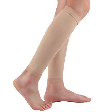 Halsy Women's Footless Compression Socks (20-30mmHg) 2 Pairs Medical Calf Compression Sleeve for Swelling, Shin Splint, Varicose Veins, Edema, Nurses & Maternity