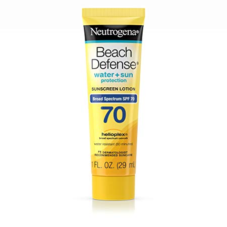 Neutrogena Beach Defense Water Resistant Sunscreen Body Lotion with Broad Spectrum SPF 70, Oil-Free and Fast-Absorbing, 1 oz