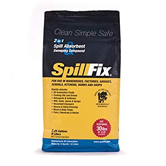 SPILLFIX - 2 in 1 Spill Absorbent & Sweeping Compound 9 Liter Bag - Safe, 100% Organic, Easy to Use Universal Absorbent for Hazardous and Non-Hazardous Spill Cleanups