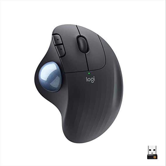 Logitech Ergo M575 Wireless Trackball Mouse, Easy Thumb Control, Precision and Smooth Tracking, Ergonomic Comfort Design, Windows/Mac, Bluetooth, USB - Graphite