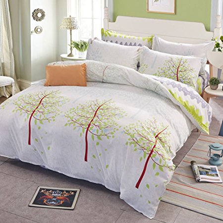 Uozzi Bedding 3 Piece Duvet Cover Set Queen/Full, Reversible Printing with Brushed Microfiber, Lightweight Soft, Comfortable , Durable (White, Queen)