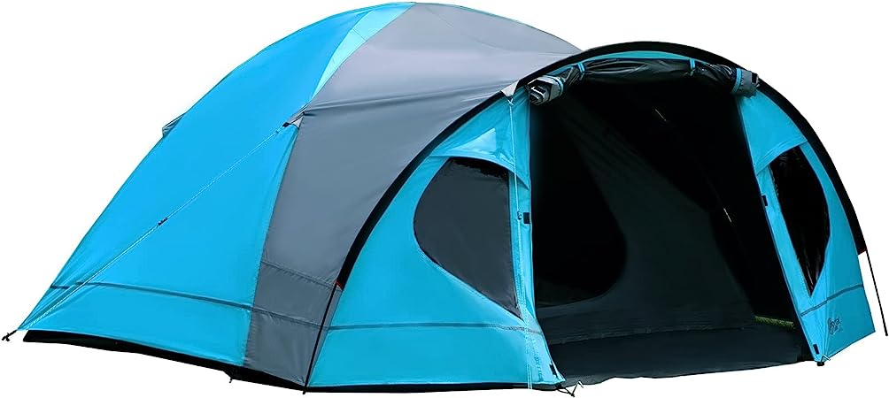 Portal 3-4 Man Tent with Porch, Camping Tent for 3 to 4 Persons with Sewn-in Groundsheet, 4000mm Waterproof Family Tent with Bedroom, Lightweight Dome Tent for Outdoor Garden Backpacking Hiking