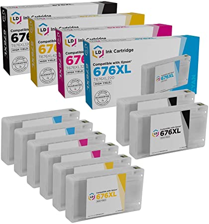 LD Remanufactured Ink Cartridge Replacement for Epson 676XL High Yield (2 Black, 2 Cyan, 2 Magenta, 2 Yellow, 8-Pack)