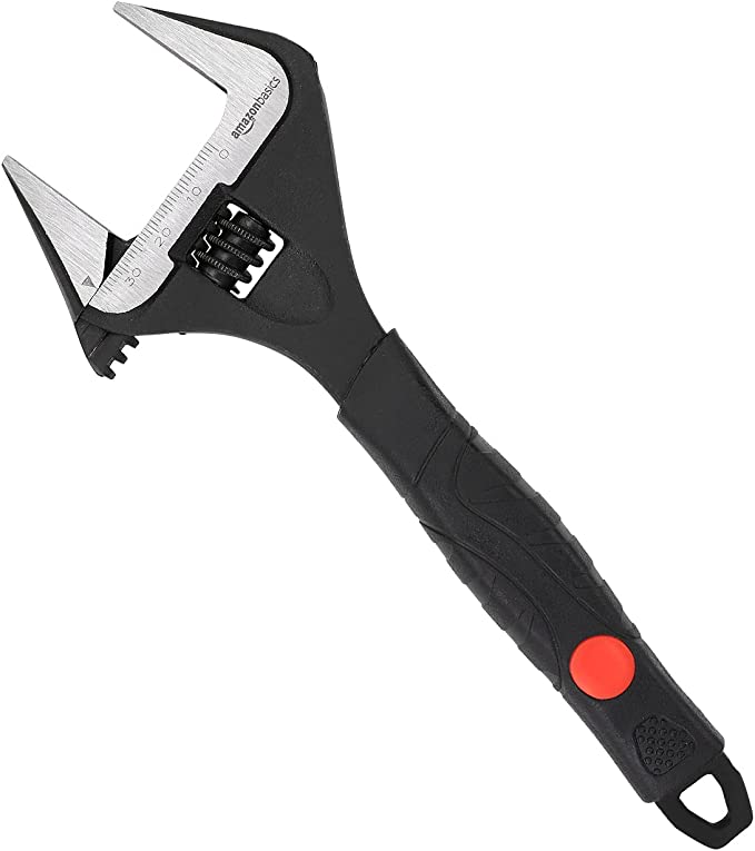 Amazon Basics 8-Inch (200mm) Plumbing Adjustable Wrench with Soft Grip, Wide Mouth