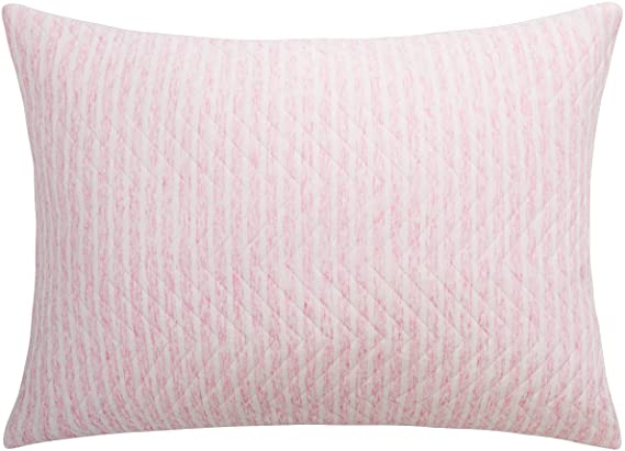 NTBAY Jersey Cotton Quilted Toddler Pillowcase, Super Soft and Breathable Zippered Closure Travel Pillow Cover, 13 x 18 Inches, Pink