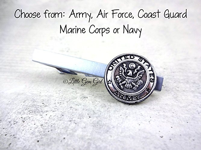Silver Military Tie Clip 5 Styles Available Army Air Force Coast Guard Marine Corps or Navy Tie Bars Military Wedding Accessories