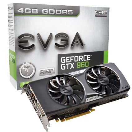 EVGA GeForce GTX 960 4GB ACX 2.0  GAMING, Whisper Silent Cooling Graphic Card 04G-P4-3965-KR