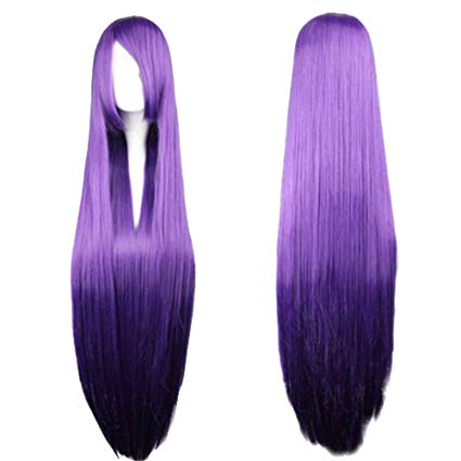 RoyalStyle 32"80cm Women's Long Straight Wig Cosplay Heat Resistant Wig Party Hair (Purple)