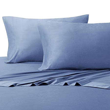 Wholesalebeddings 100% Bamboo Bed Sheet Set - Top Split King, Solid Periwinkle - Super Soft & Cool, Bamboo Viscose, 4PC Sheets