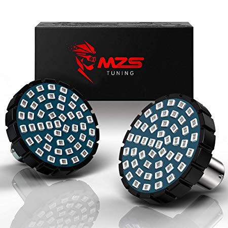 MZS 2" Red 1157 Turn Signal LED Bulb w/2835 Chips Bullet Style All-in-One Running Light Kit Front or Rear Compatible Motorcycles Harley Davidson