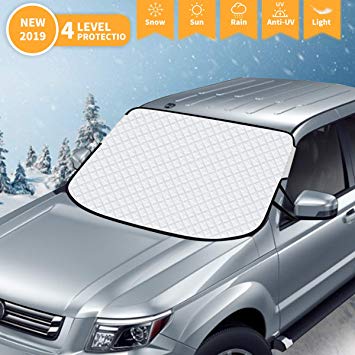 AiBast Car Windshield Snow Ice Cover for Vehicles with 8 Magnetic Fixing Shade Waterproof Sun Protection Fits Most Auto, Truck, Vans, MPVs, and SUV