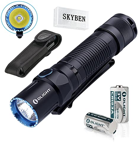 OLIGHT M2T Warrior 1200 Lumen Cree XHP35 HD CW LED Dual Switch Tactical Flashlight High Lumen Output Waterproof Flashlight with 2 x CR123A Battery and Battery Case