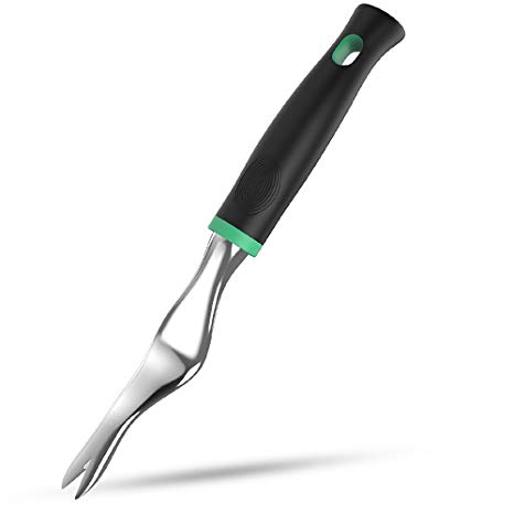 Garden Handle Weeder, Gardening Weeder with Aluminium Alloy Polishing and Soft dual-color Ergonomic Hand held Weeder for Flower and Vegetable Plants Care