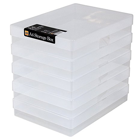 WestonBoxes A4 Plastic Storage Boxes - Clear (Pack of 5)