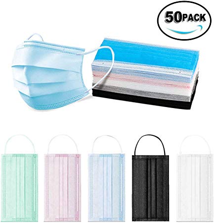 Surgical Masks Individually Packed, Disposable Medical Face Masks for Doctors/Nurses, 50 Pcs Face Mouth Masks Hypoallergenic for Germs/Flu, Supcare Breathable Earloop Dust Flu Face Masks for Women Men