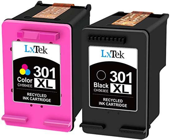 LxTek Remanufactured for HP 301 301XL Ink Cartridges for HP Deskjet 1000 1010 1050 1510 1512 2050 2050A 2510 2540 3050 Envy 4500 4502 4503 5530 5532 Officejet 2620 2622 4630 4632 (1 Black, 1 Colour)