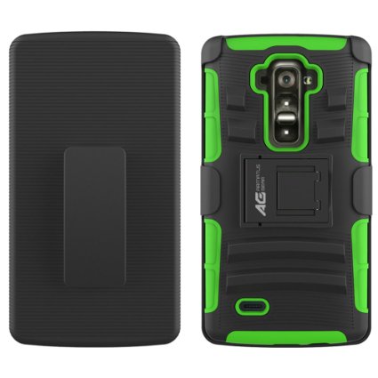 LG G Flex2 Case - Armatus Gear TM Tactical Hybrid Armor Case 2-in-1 Dual Layer Protector with Kickstand and Holster Combo For LG G Flex 2 - Green