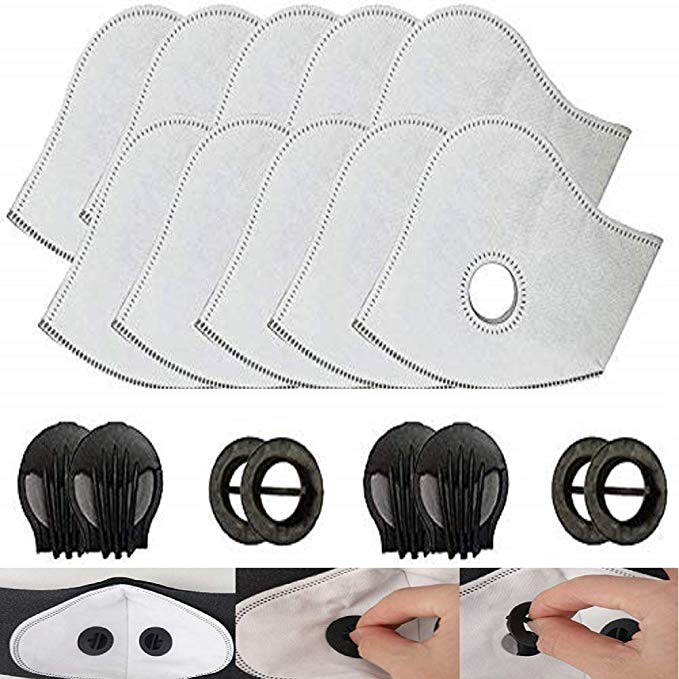 Yoruii Set of 10 Activated Carbon N99 PM2.5 Filters Air Purifier Active Carbon N99 Filters for Mesh or Neoprene Mask with 4 Exhaust Valves Replacement Dust