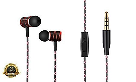 SOWND Audio Premium Black Bullet w/Red Accents In-ear Noise-isolating Earphones w/Mic | Made for iPhone | iPod | Android Smartphone | Work Out | Fitness- 24 Month Warranty