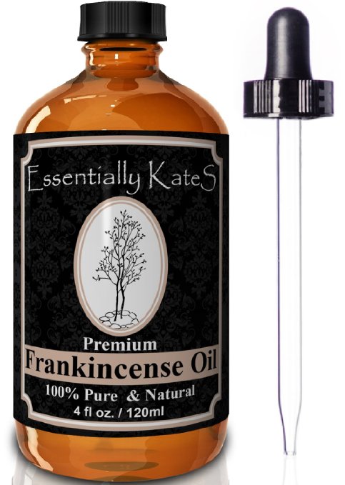Frankincense Essential Oil 4 oz with Detailed Users Guide E-book and Glass Dropper by Essentially KateS