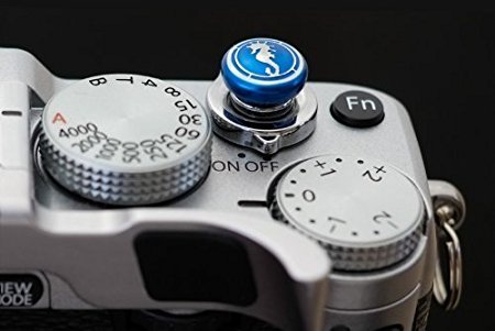 Anodized Blue Seahorse Custom Soft Release Button - fits any standard threaded release - Fujifilm X100F, X-T20, X-T2, X-Pro2, X-E2s/X-E2, X-T10, X100T by LENSMATE