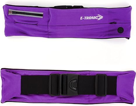 E Tronic Edge Running Belt - Unisex, Water-Resistant Waist Bag for Sports & Exercise - Fanny Pack w/Zipper Pocket fits Phone, Keys & Cash - Purple