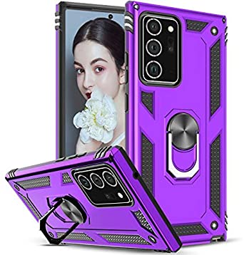 Samsung Galaxy Note 20 Ultra 5G Case, LeYi [Military-Grade] Protective Phone Case with Magnetic Car Mount Ring Kickstand for Samsung Note 20 Ultra 6.9 inch, Purple