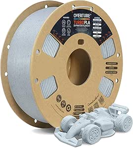 OVERTURE Turbo PLA Filament 1.75mm Rapid PLA Filament High Speed 600mm/s, 1KG Cardboard Spool (2.2lbs), Dimensional Accuracy  /- 0.02mm, Fit Most FDM Printer(Marble Gray)