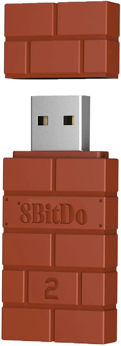 8Bitdo Adapter 2 USB Wireless Switch Controller for Windows, Mac & Raspberry Pi, Compatible with Xbox Series X & S Controller, Xbox One Bluetooth Controller, PS5/PS4/PS3 Controller(Brown)